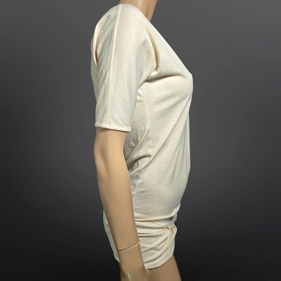 Vintage Diesel Long T shirt Top Womens Size XS Cream Off White V Neck Y2K 2000s - Picture 9 of 10